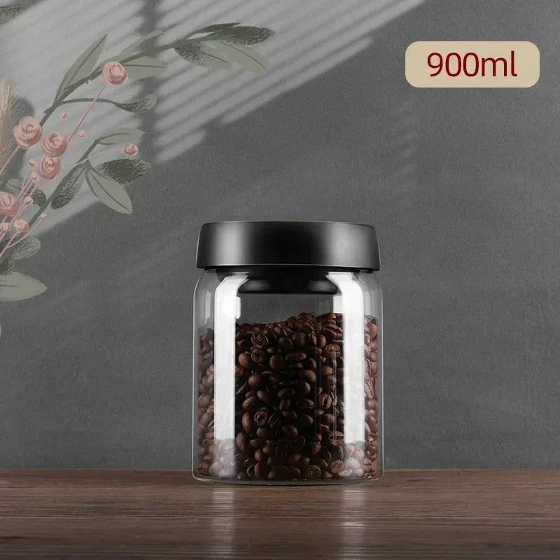 Glass Coffee Bean Storage Container with Aroma-Sealing Lid