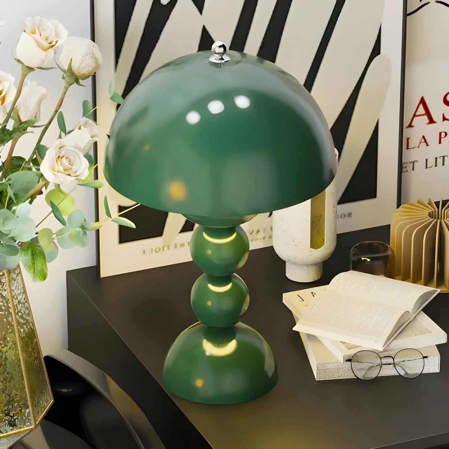Scandinavian Table Lamp with Gold Accents – Modern Design Lamp for Living Room, Bedroom & Office