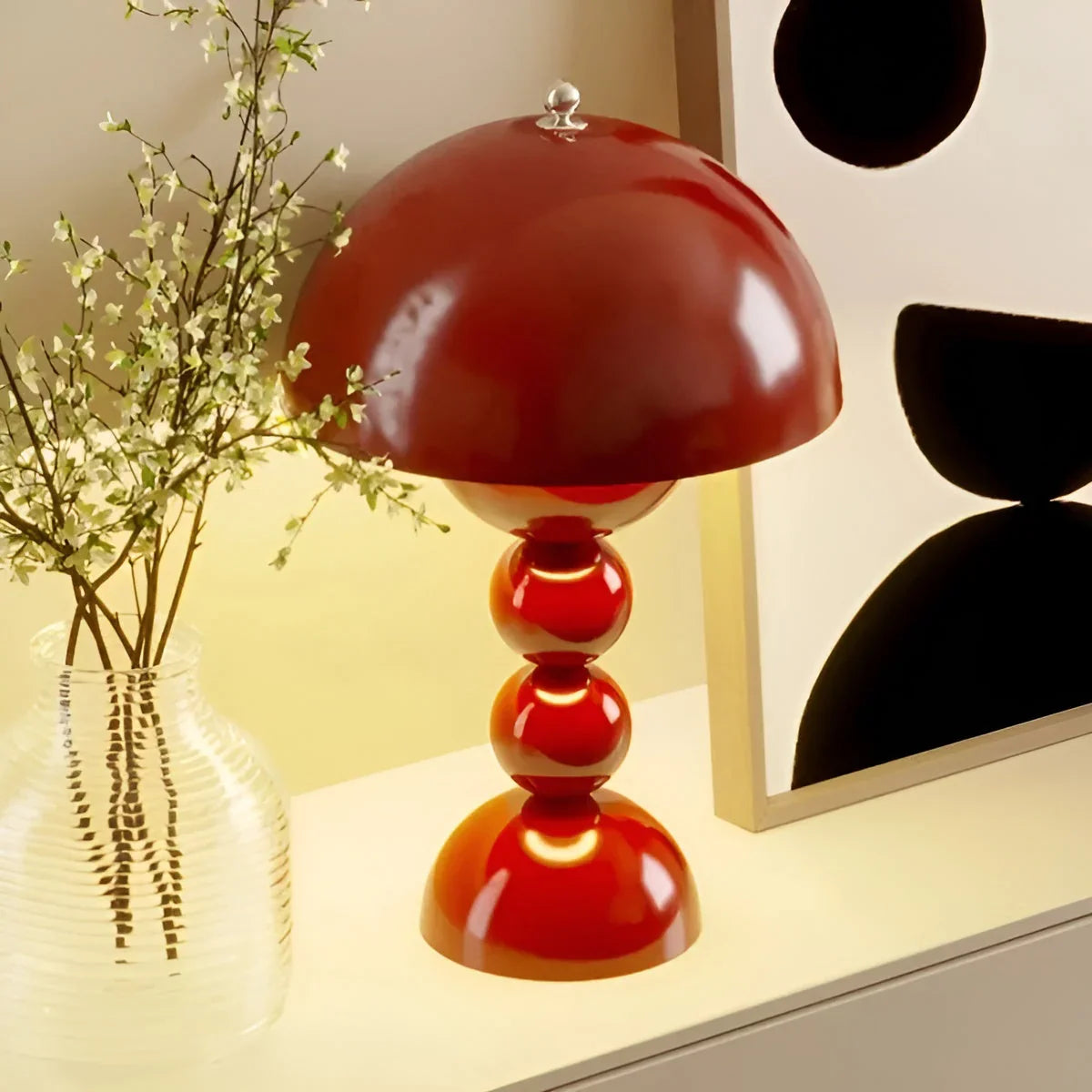 Scandinavian Table Lamp with Gold Accents – Modern Design Lamp for Living Room, Bedroom & Office