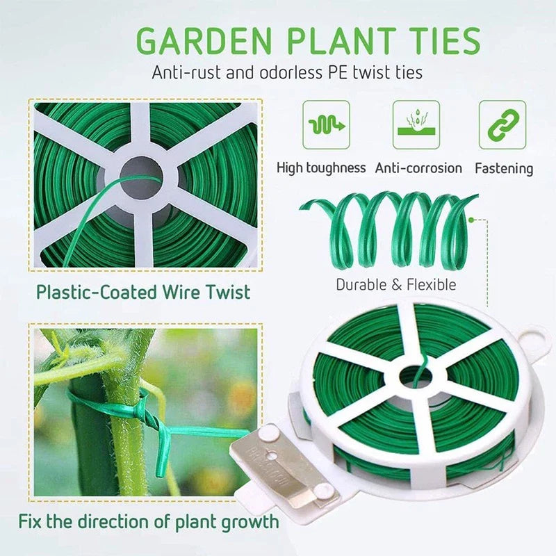 Garden Twist Tie Wire – 50m Roll for Plant Care and Gardening, Flexible Wire for Plant Support and Fastening