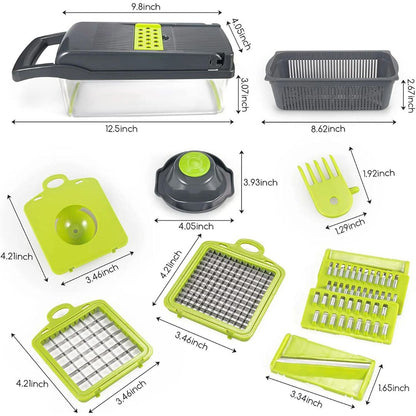 Multifunctional 18-in-1 Vegetable Cutter with Collection Container