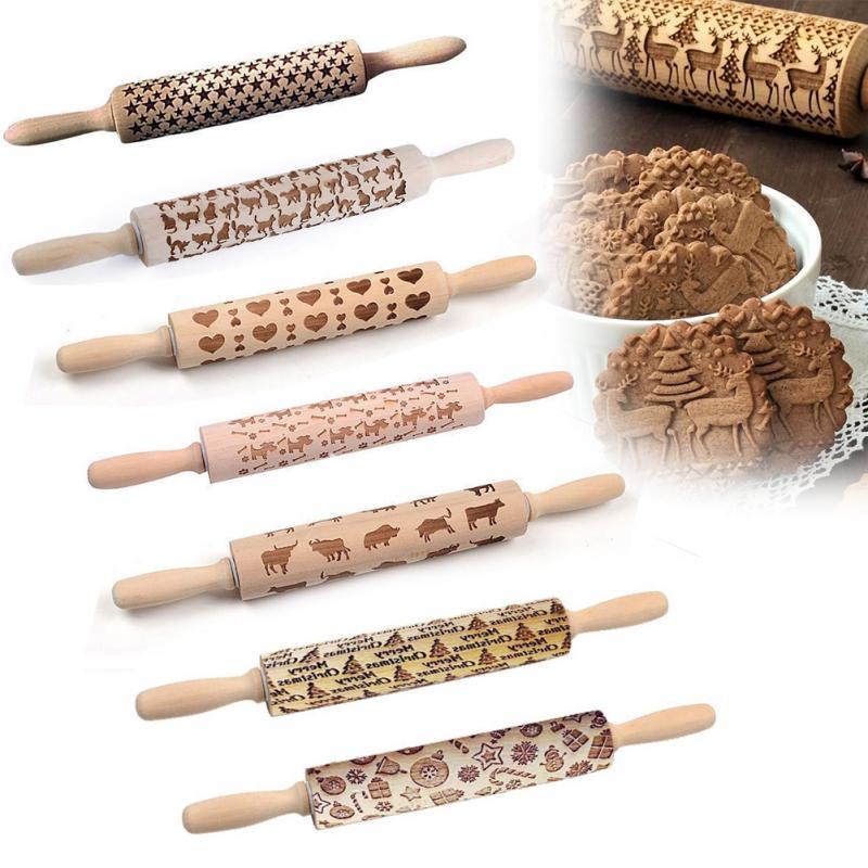 Engraved Rolling Pin for Creative Patterns – Perfect for Decorating Cookies, Biscuits, and Dough