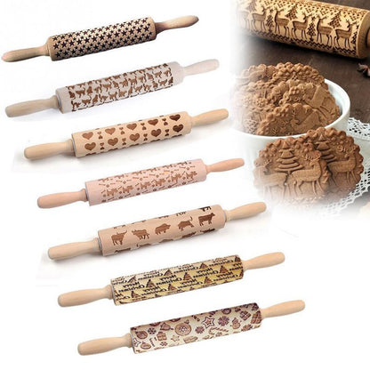 Engraved Rolling Pin for Creative Patterns – Perfect for Decorating Cookies, Biscuits, and Dough