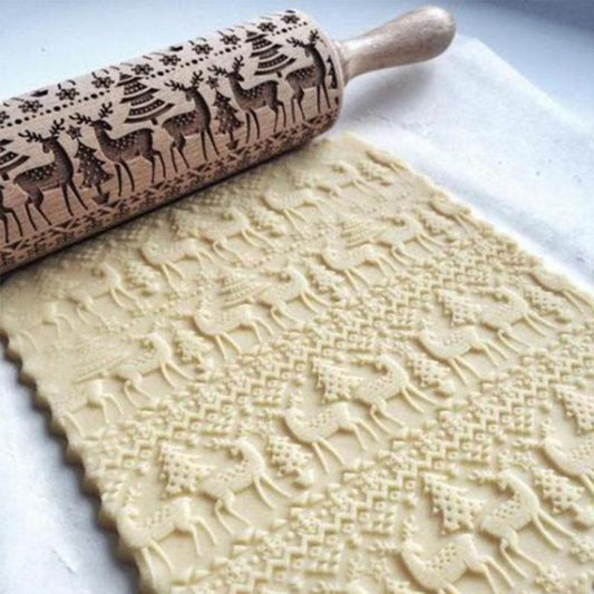 Engraved Rolling Pin for Creative Patterns – Perfect for Decorating Cookies, Biscuits, and Dough