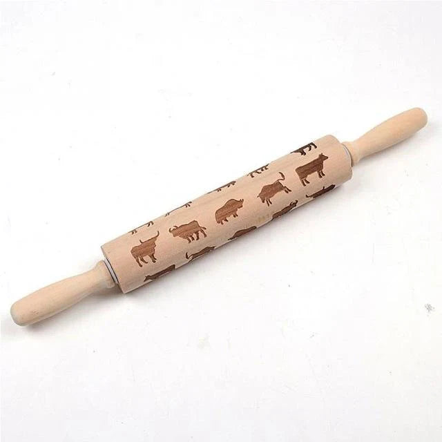 Engraved Rolling Pin for Creative Patterns – Perfect for Decorating Cookies, Biscuits, and Dough