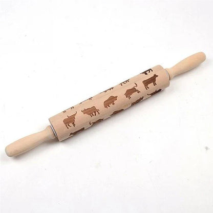 Engraved Rolling Pin for Creative Patterns – Perfect for Decorating Cookies, Biscuits, and Dough