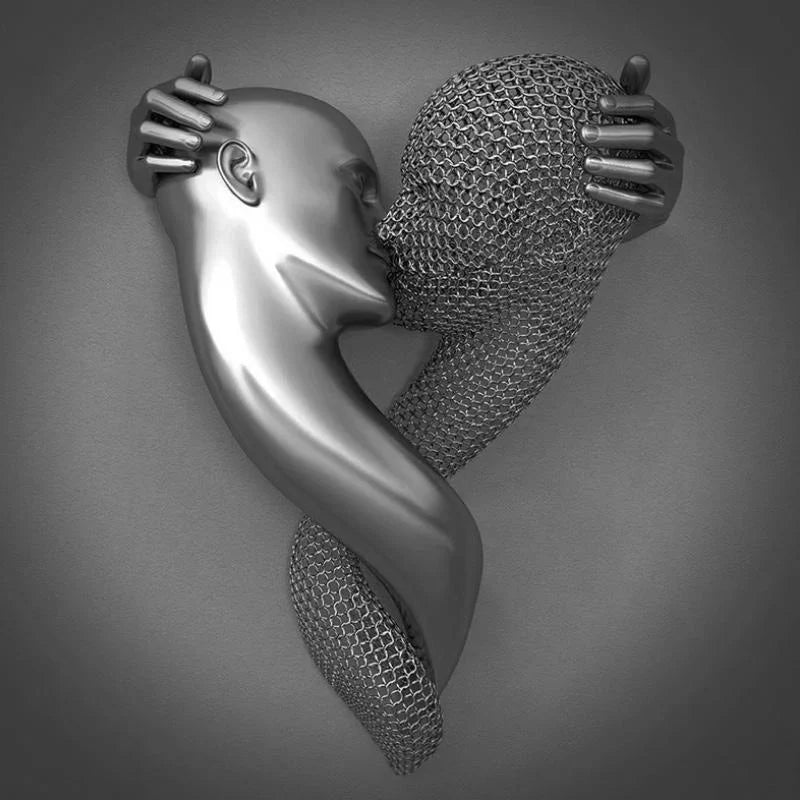 Wall Art with Love Metal Figure – Modern Love Canvas for Living Room & Bedroom