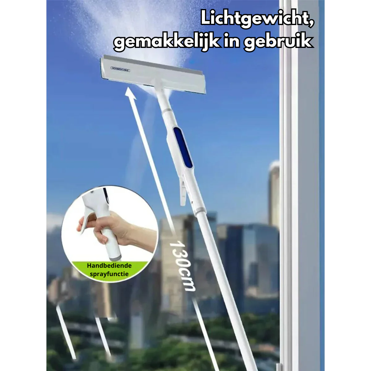 3-in-1 Window Squeegee with Spray and Wiping Function – Practical Glass Cleaner for Streak-Free Windows
