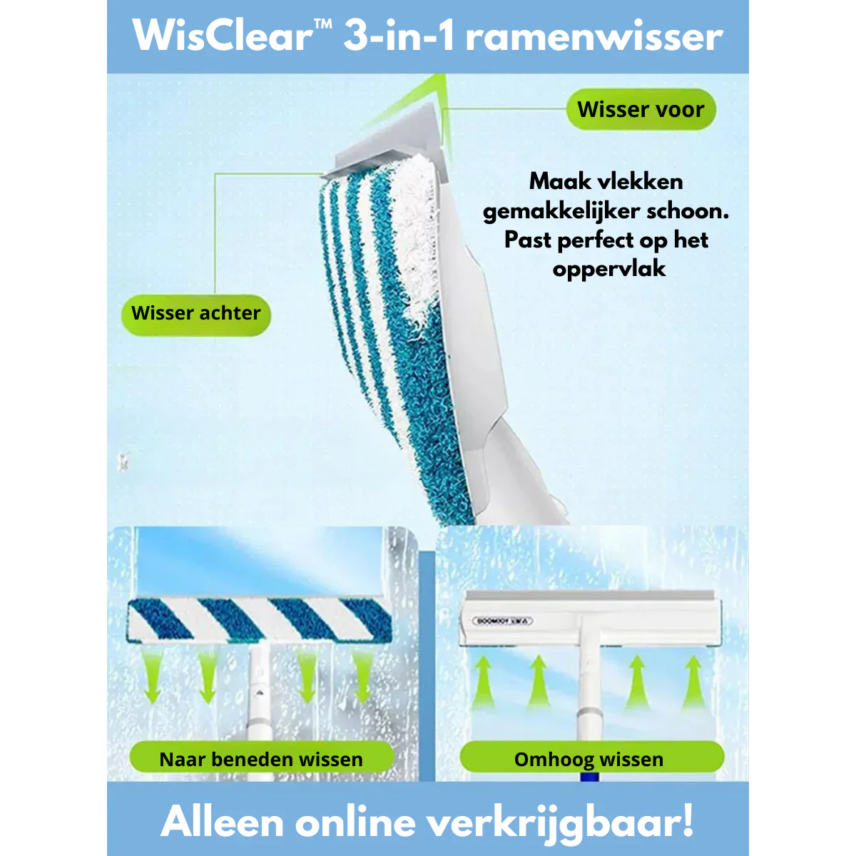 3-in-1 Window Squeegee with Spray and Wiping Function – Practical Glass Cleaner for Streak-Free Windows