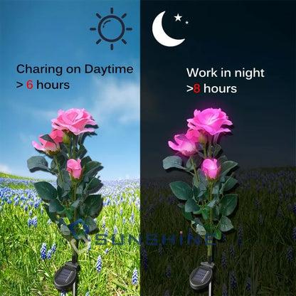 Solar-Powered Rose Lights – Garden Stakes with Solar Panel for Ambient Outdoor Lighting
