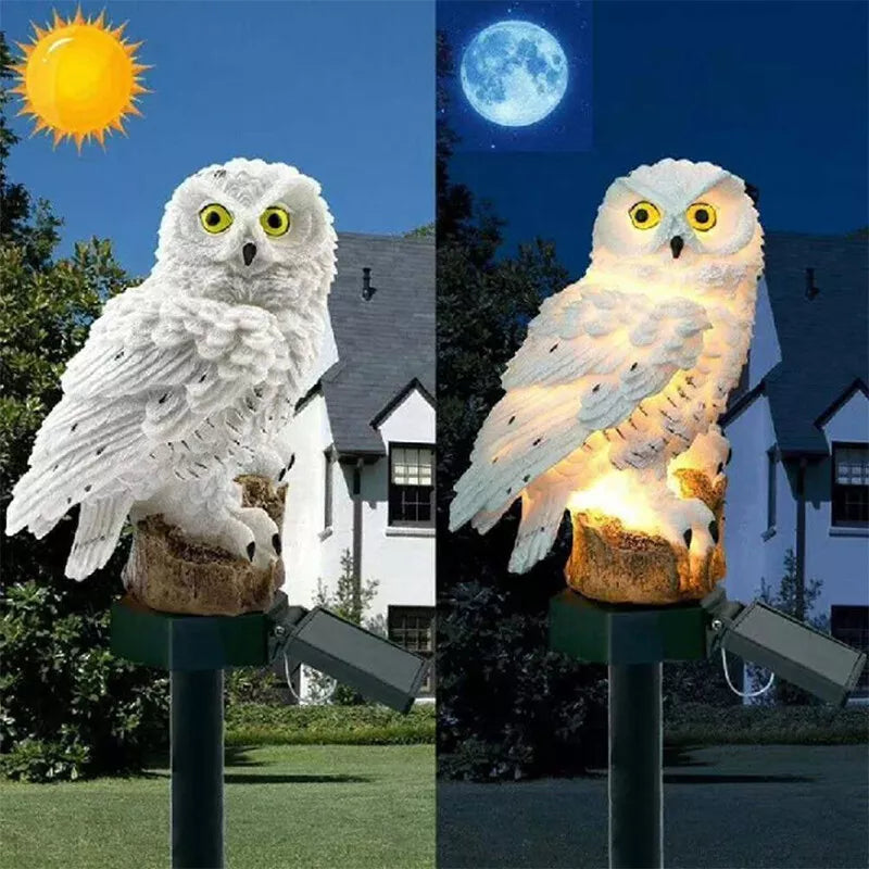 LED solar owl lamp for outdoor use – decorative garden light, weatherproof with solar power for balcony, terrace, and lawn