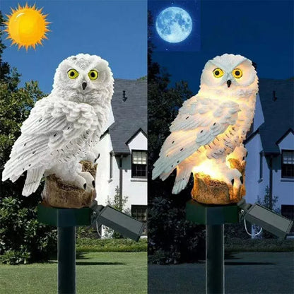 LED solar owl lamp for outdoor use – decorative garden light, weatherproof with solar power for balcony, terrace, and lawn