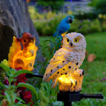 LED solar owl lamp for outdoor use – decorative garden light, weatherproof with solar power for balcony, terrace, and lawn