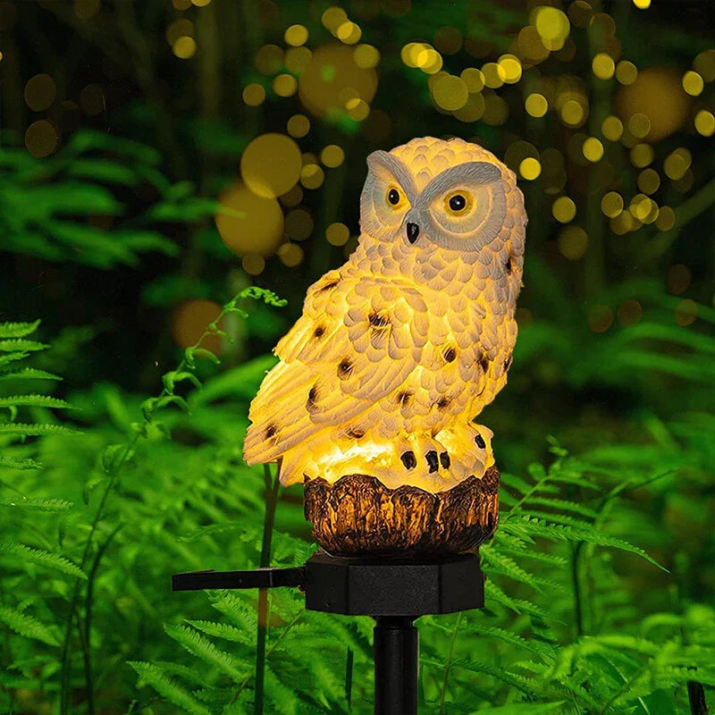 LED solar owl lamp for outdoor use – decorative garden light, weatherproof with solar power for balcony, terrace, and lawn