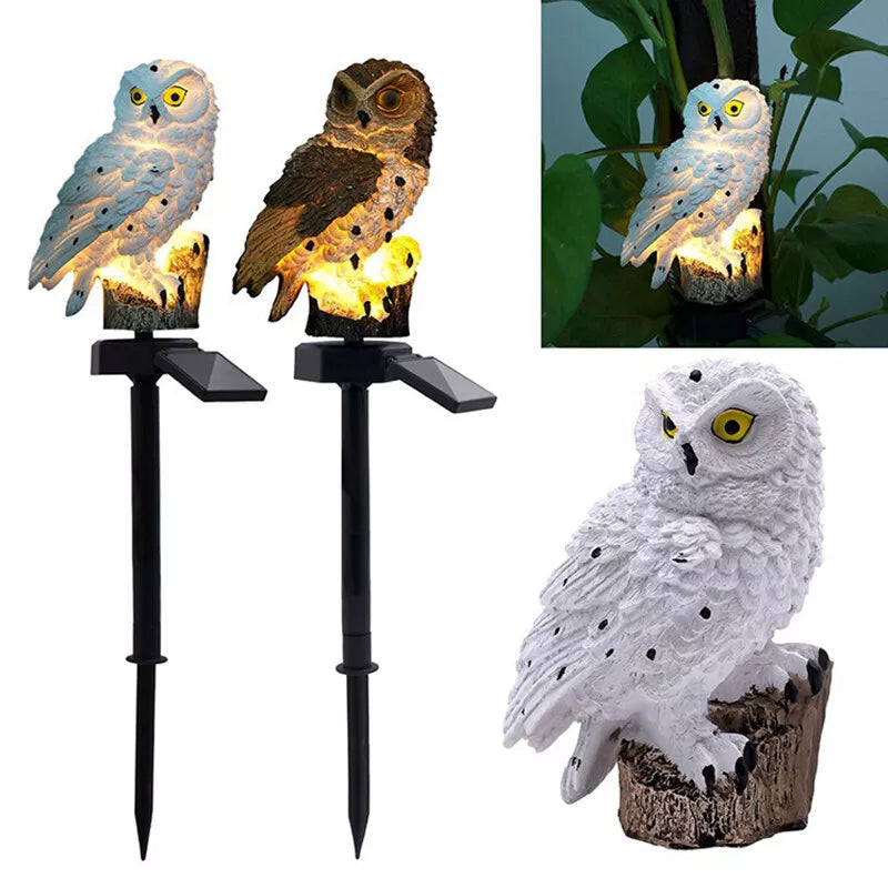 LED solar owl lamp for outdoor use – decorative garden light, weatherproof with solar power for balcony, terrace, and lawn