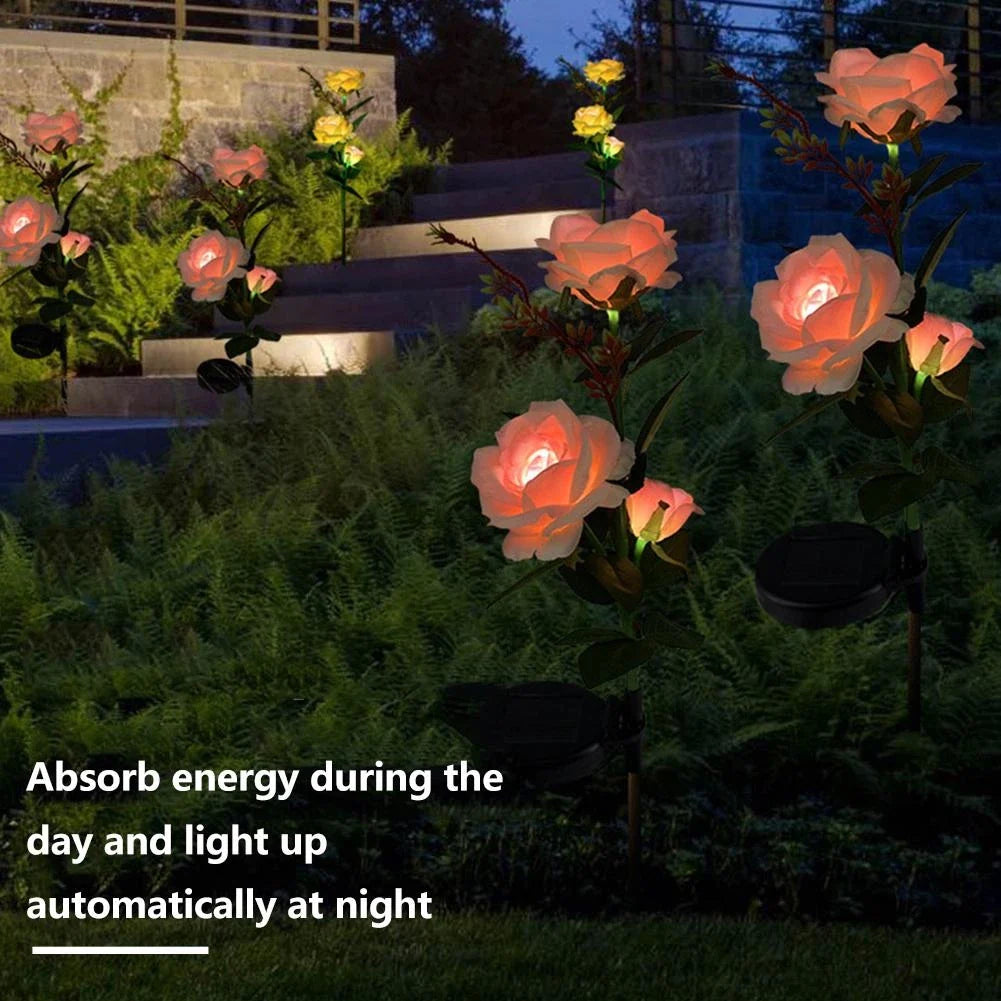Solar-Powered Rose Lights – Garden Stakes with Solar Panel for Ambient Outdoor Lighting