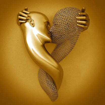 Wall Art with Love Metal Figure – Modern Love Canvas for Living Room & Bedroom