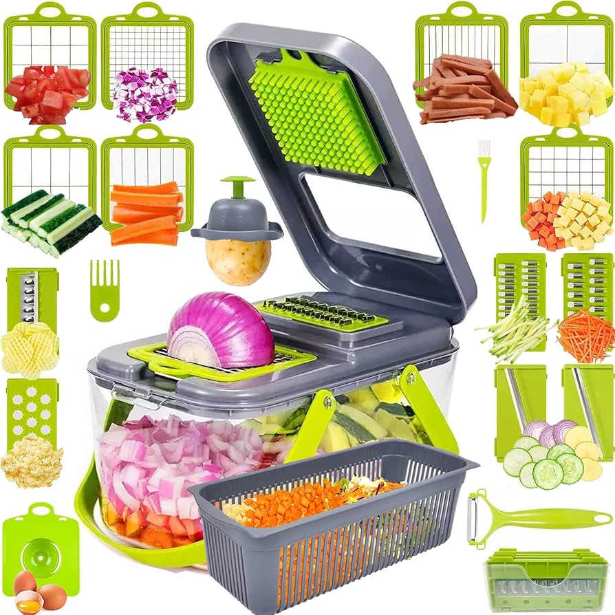 Multifunctional 18-in-1 Vegetable Cutter with Collection Container