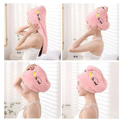Quick-Dry Microfiber Hair Towel with Button Closure – Hair Turban for Women & Kids