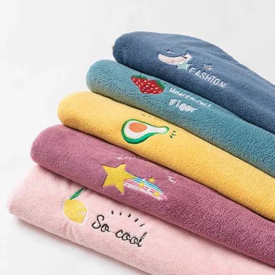 Quick-Dry Microfiber Hair Towel with Button Closure – Hair Turban for Women & Kids