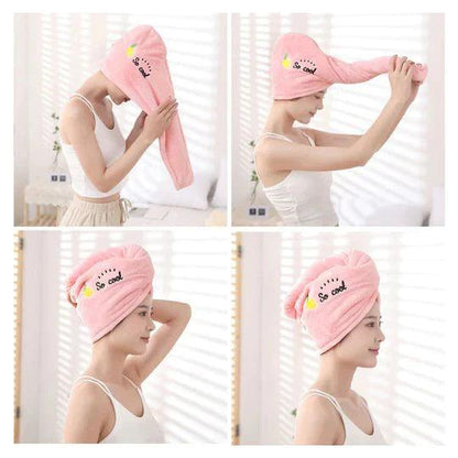 Quick-Dry Microfiber Hair Towel with Button Closure – Hair Turban for Women & Kids