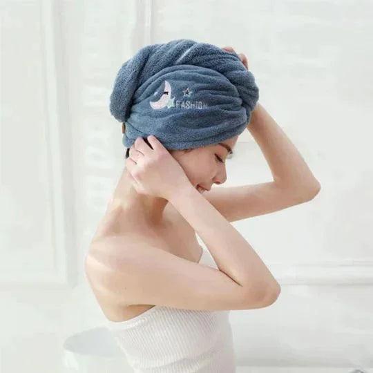 Quick-Dry Microfiber Hair Towel with Button Closure – Hair Turban for Women & Kids