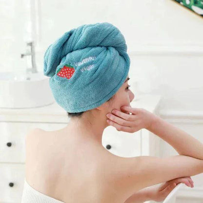 Quick-Dry Microfiber Hair Towel with Button Closure – Hair Turban for Women & Kids
