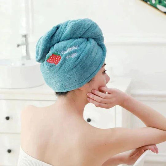 Quick-Dry Microfiber Hair Towel with Button Closure – Hair Turban for Women & Kids