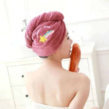 Quick-Dry Microfiber Hair Towel with Button Closure – Hair Turban for Women & Kids