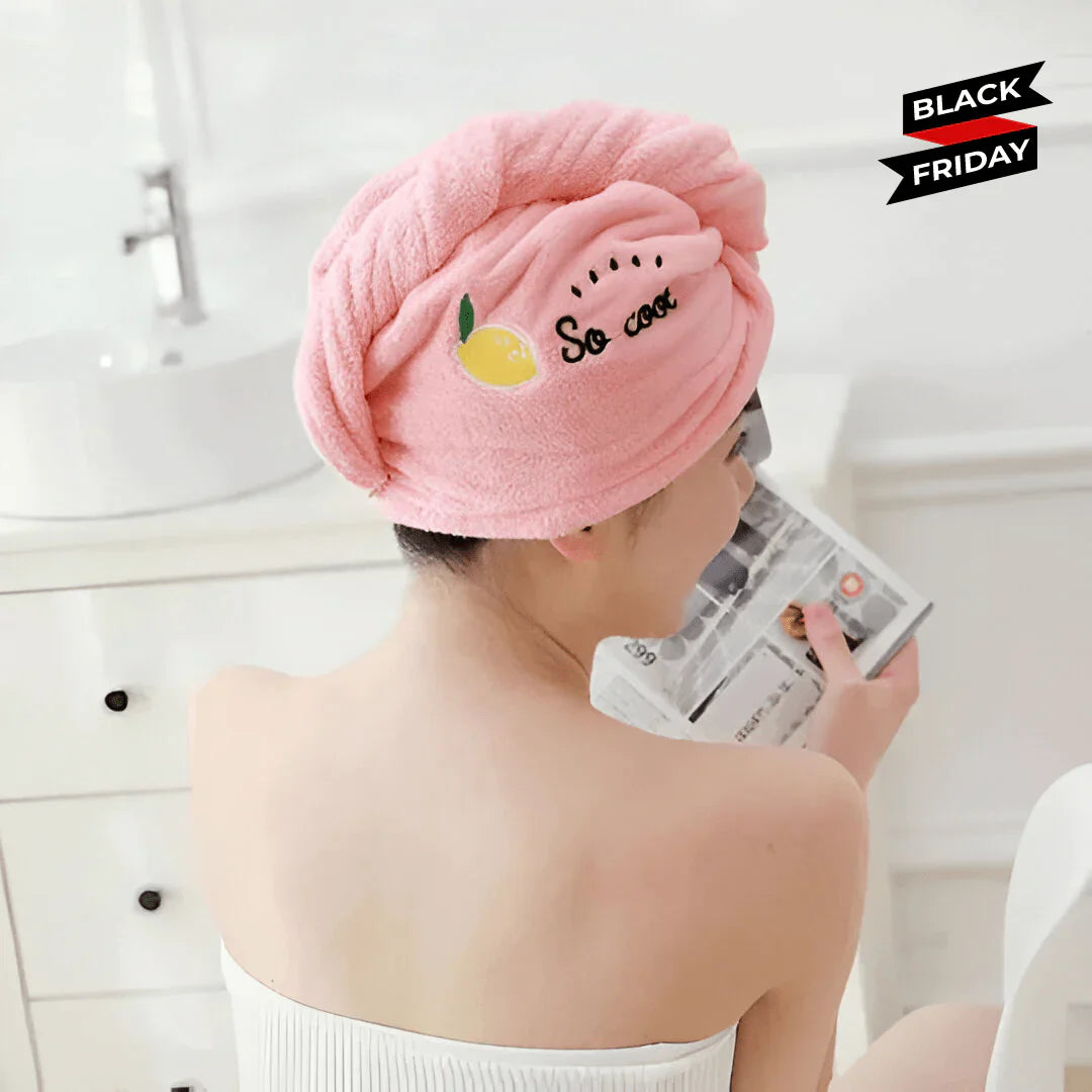 Quick-Dry Microfiber Hair Towel with Button Closure – Hair Turban for Women & Kids