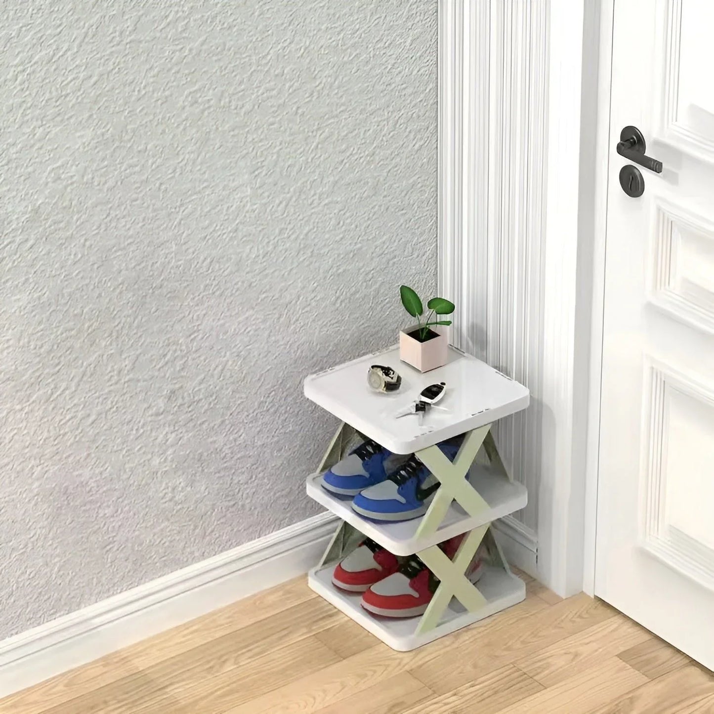 Foldable shoe rack for efficient use of space