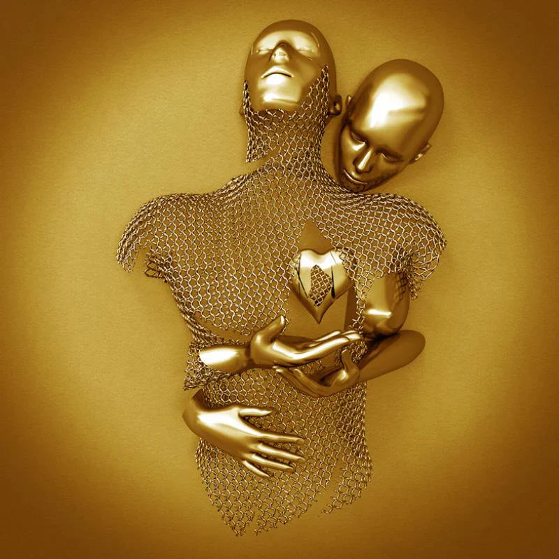 Wall Art with Love Metal Figure – Modern Love Canvas for Living Room & Bedroom